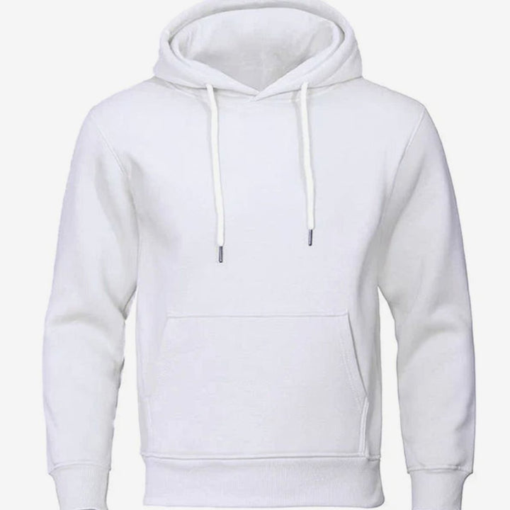 Herren Kapuzen-Sweatshirt mit Kordelzug und Ärmeln Fleece-Hoodie - Weiß