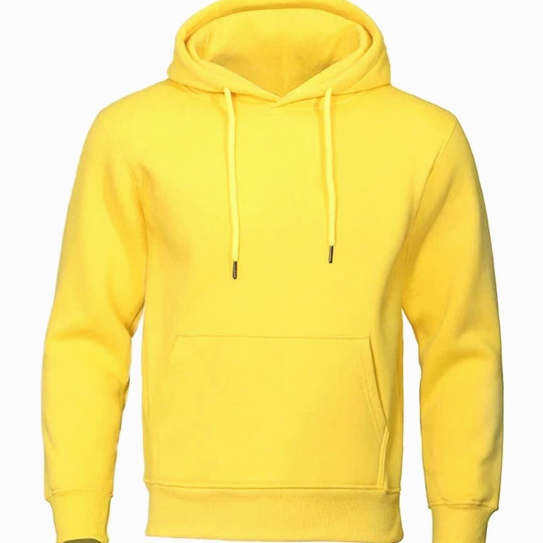 Herren Kapuzen-Sweatshirt mit Kordelzug und Ärmeln Fleece-Hoodie - Gelb