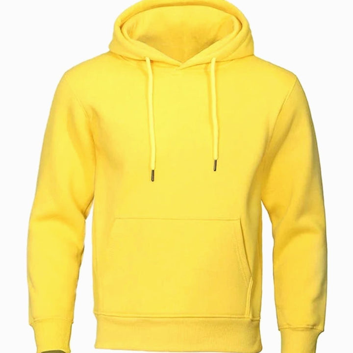 Herren Kapuzen-Sweatshirt mit Kordelzug und Ärmeln Fleece-Hoodie - Gelb