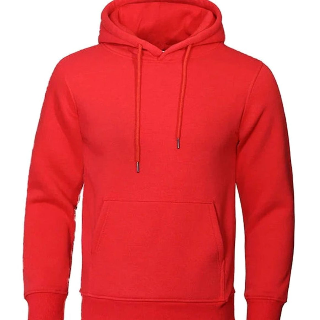 Herren Kapuzen-Sweatshirt mit Kordelzug und Ärmeln Fleece-Hoodie - Rot