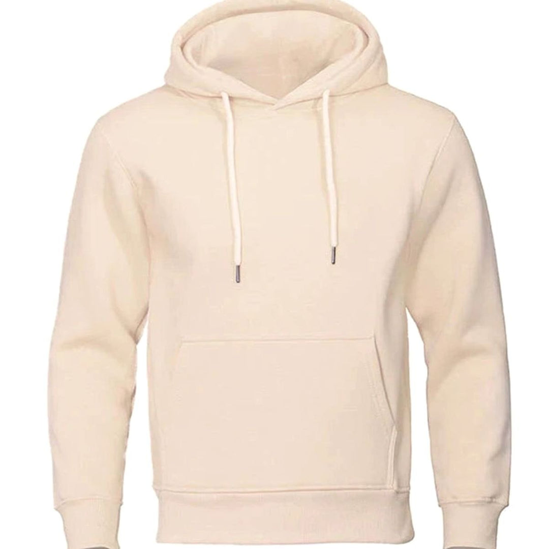 Herren Kapuzen-Sweatshirt mit Kordelzug und Ärmeln Fleece-Hoodie - Beige