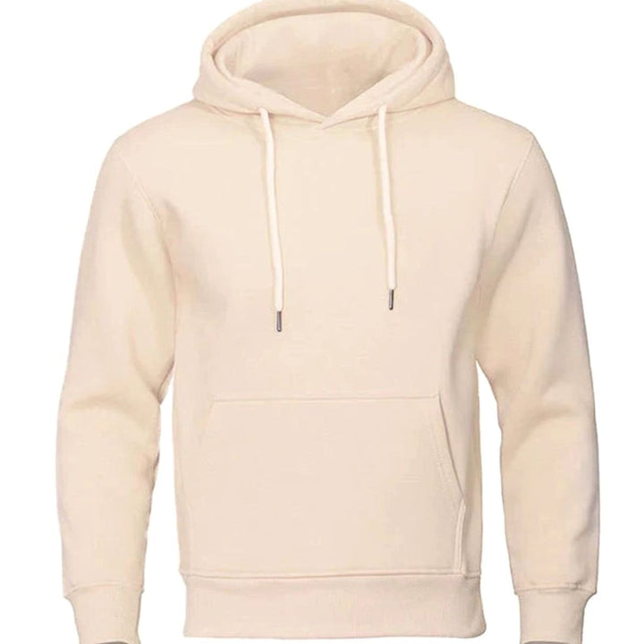 Herren Kapuzen-Sweatshirt mit Kordelzug und Ärmeln Fleece-Hoodie - Beige