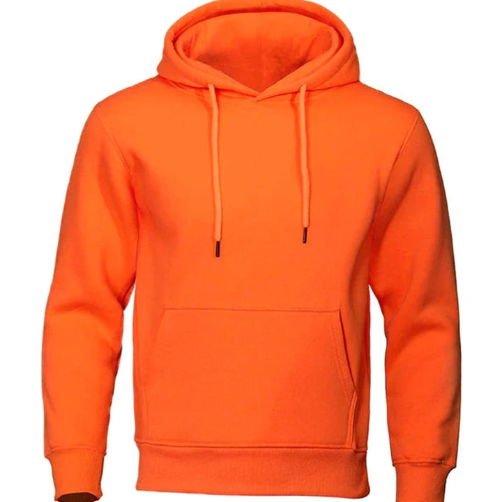 Herren Kapuzen-Sweatshirt mit Kordelzug und Ärmeln Fleece-Hoodie - Orange