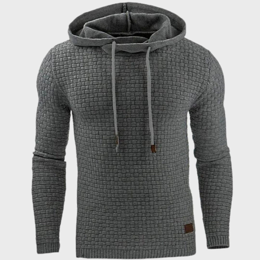 Herren Kapuzenpullover mit Muster Vintage-Stil Kordelzug Hoodie - Grau