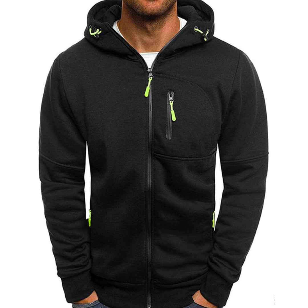 Herren Kapuzenpullover mit Reißverschluss Lässiger Zip-Hoodie - Schwarz
