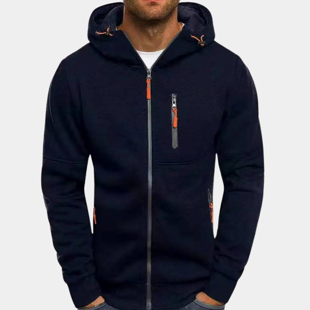 Herren Kapuzenpullover mit Reißverschluss Lässiger Zip-Hoodie - Marineblau