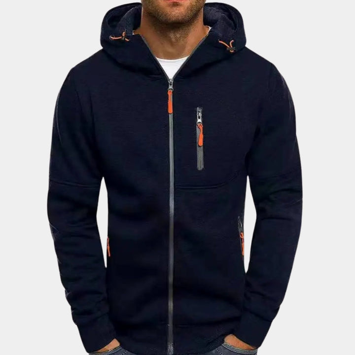 Herren Kapuzenpullover mit Reißverschluss Lässiger Zip-Hoodie - Marineblau