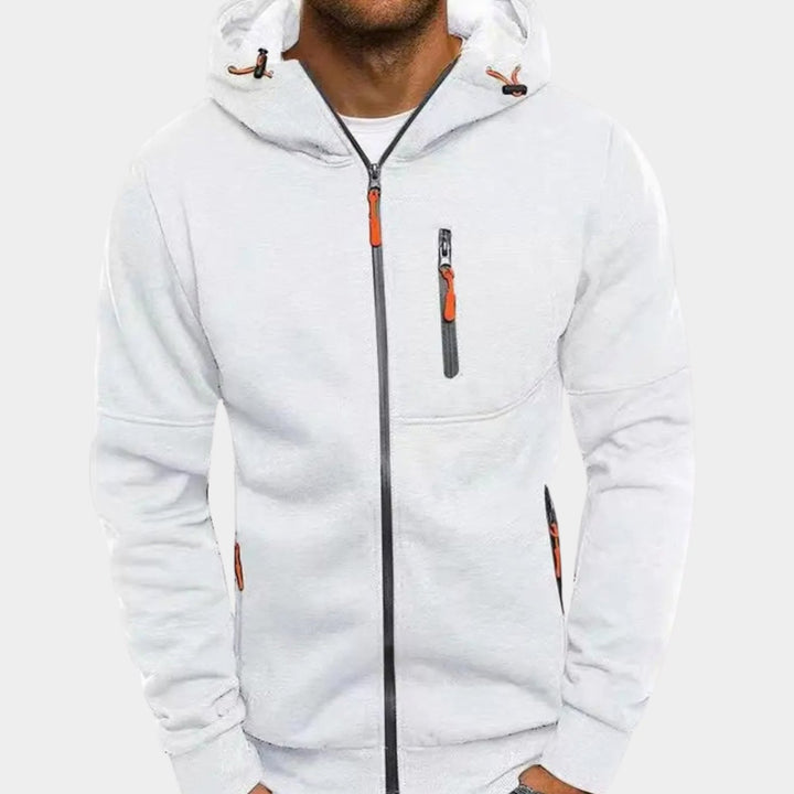 Herren Kapuzenpullover mit Reißverschluss Lässiger Zip-Hoodie - Weiß