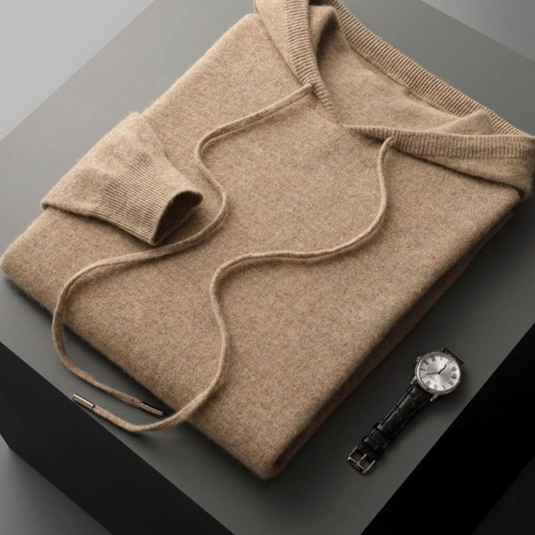 Herren Kapuzenpullover weicher Strick bequemer Passform Frühling - Beige