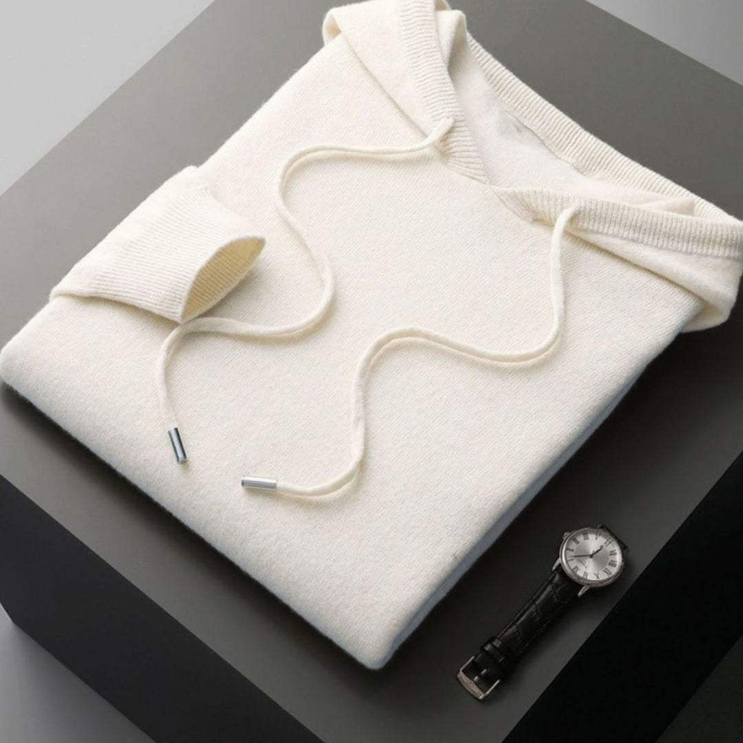 Herren Kapuzenpullover weicher Strick bequemer Passform Frühling - Weiß