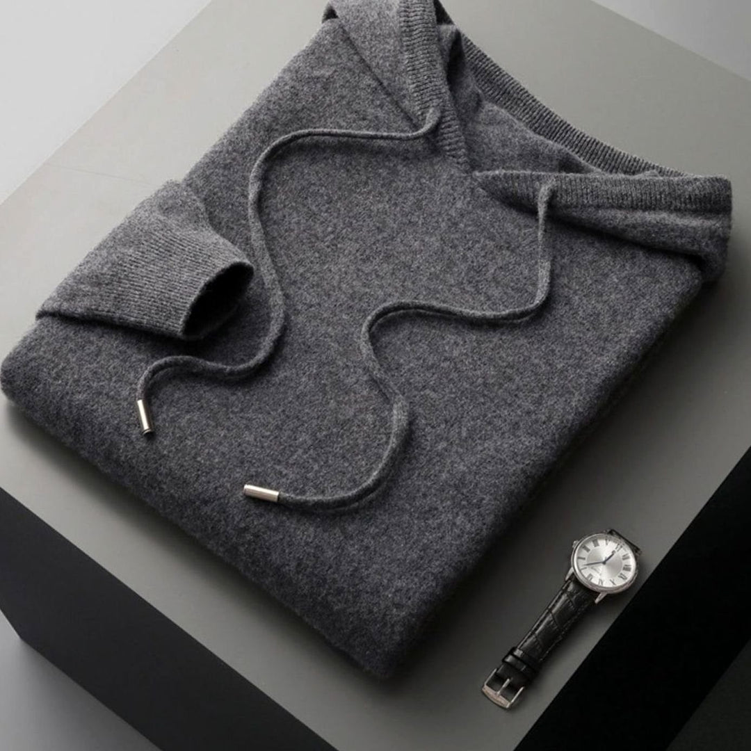 Herren Kapuzenpullover weicher Strick bequemer Passform Frühling - Dunkelgrau