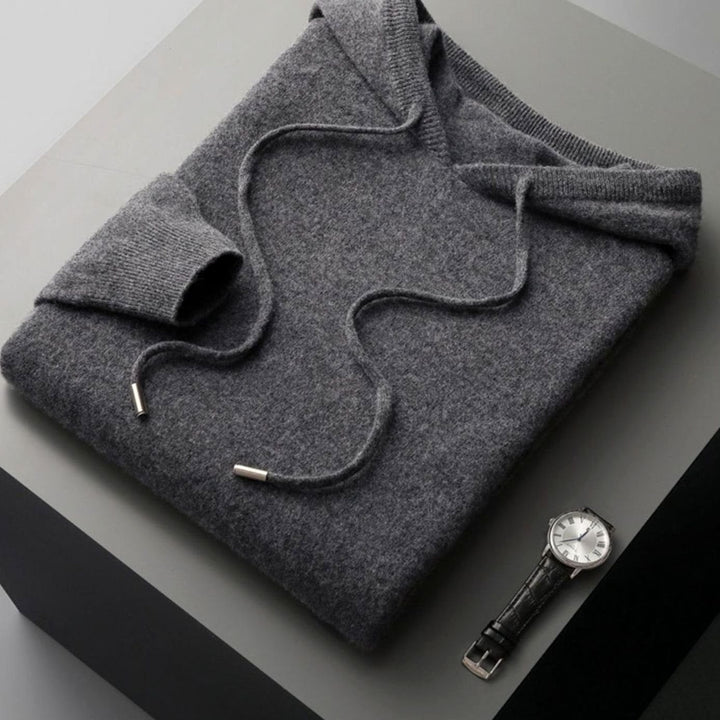 Herren Kapuzenpullover weicher Strick bequemer Passform Frühling - Dunkelgrau