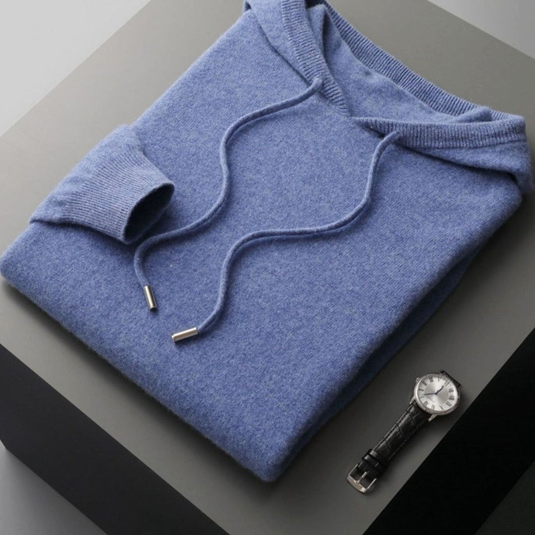 Herren Kapuzenpullover weicher Strick bequemer Passform Frühling - Blau