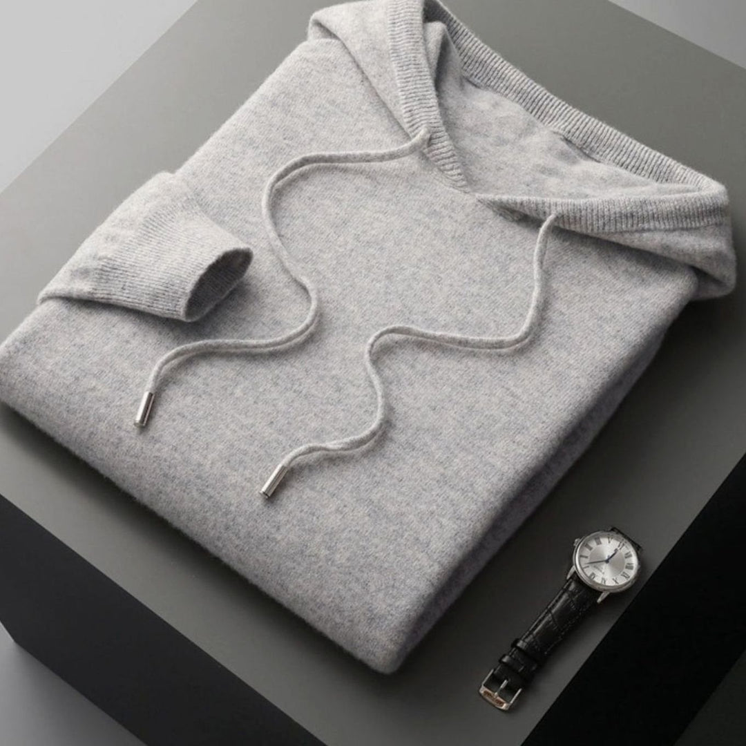 Herren Kapuzenpullover weicher Strick bequemer Passform Frühling - Grau