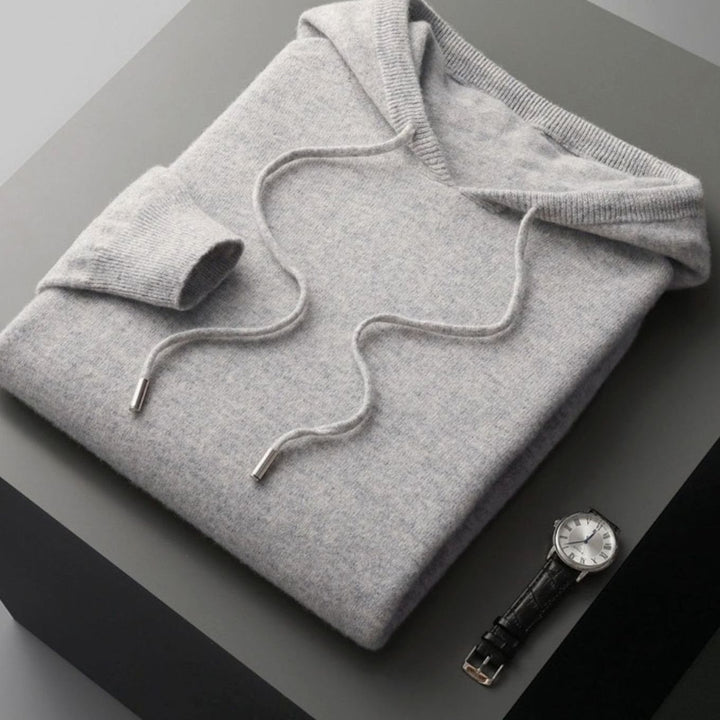 Herren Kapuzenpullover weicher Strick bequemer Passform Frühling - Grau