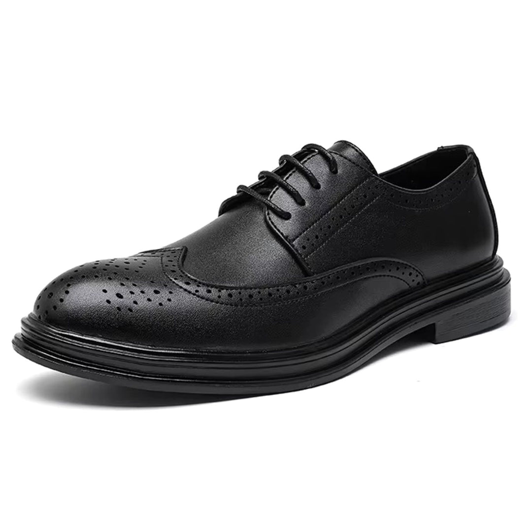 Herren Klassische Flügelspitzen Derby-Schnürschuhe für formelle Anlässe - Schwarz