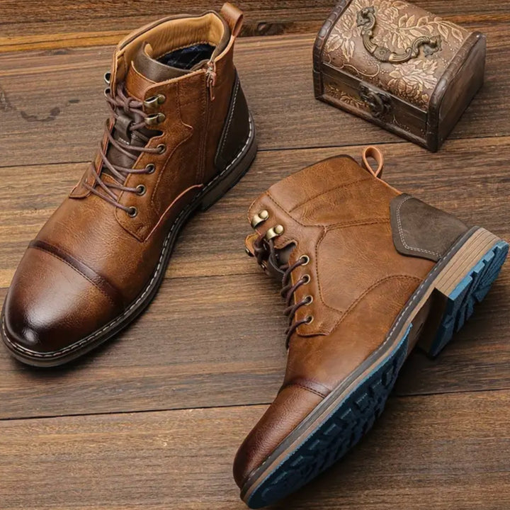Herren Klassische Schnürstiefeletten mit rundem Zehenbereich - Braun