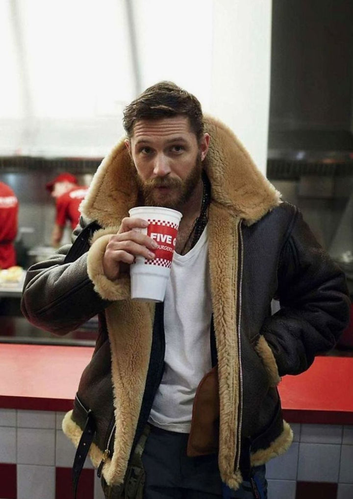 Herren Klassische Sherpa-gefütterte Fliegerjacke mit Reißverschluss