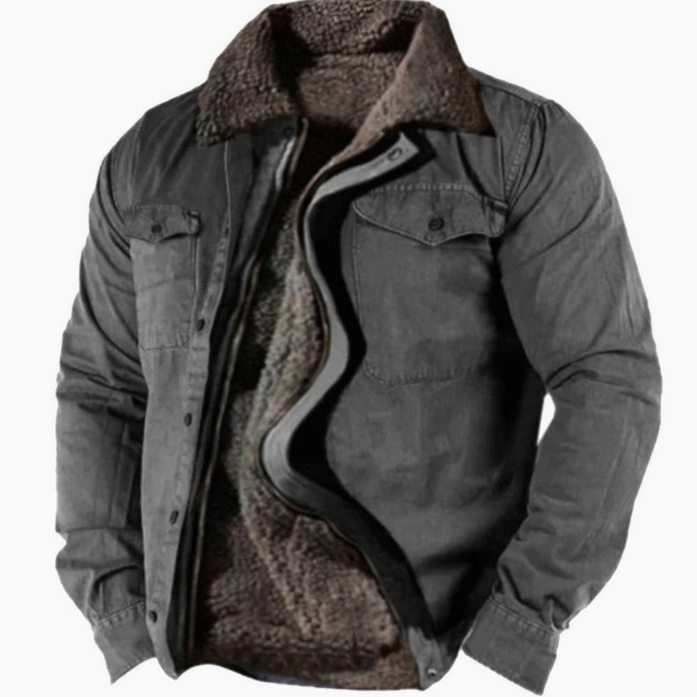 Herren Klassische Winter-Skijacke Fleece-gefütterte Outdoorjacke - Grau