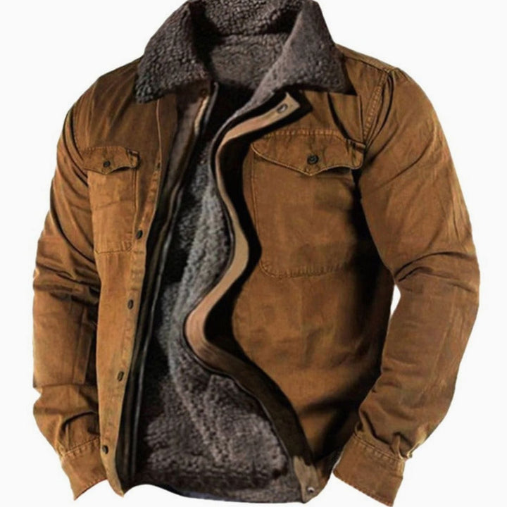 Herren Klassische Winter-Skijacke Fleece-gefütterte Outdoorjacke - Braun