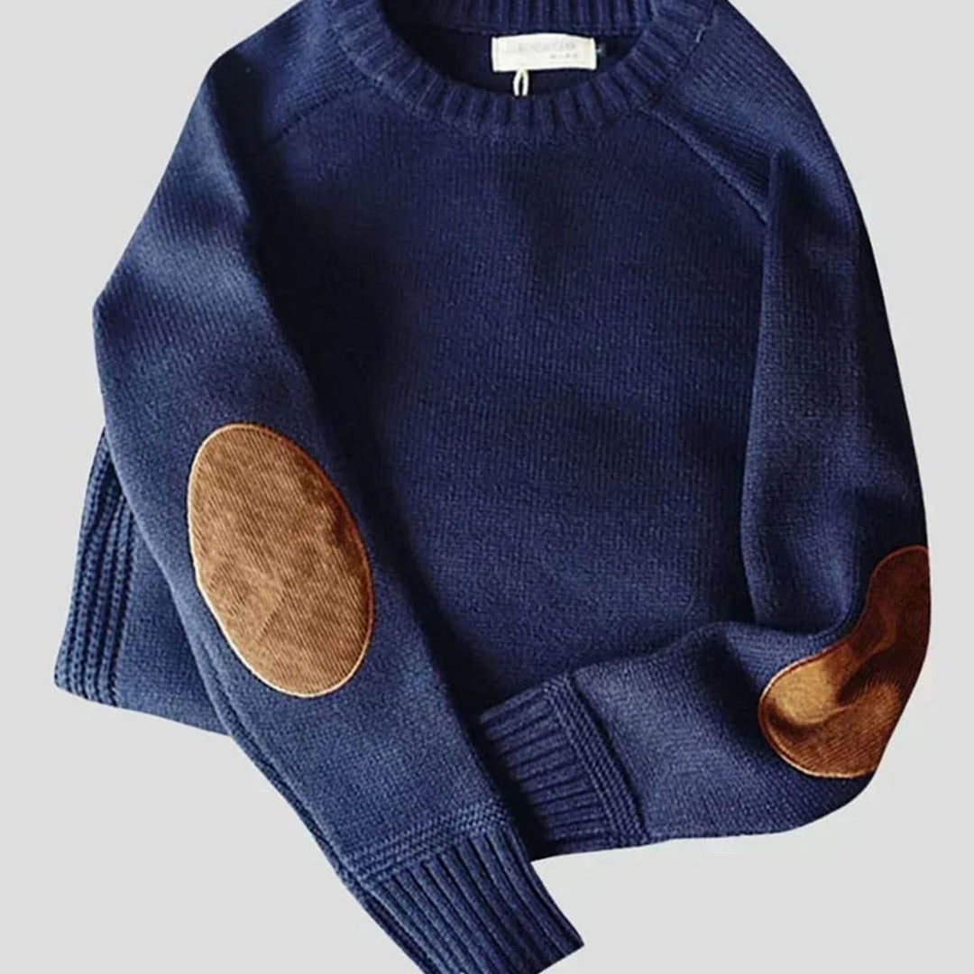 Herren Klassischer Strickpullover mit Ellbogenpatches für den Winter