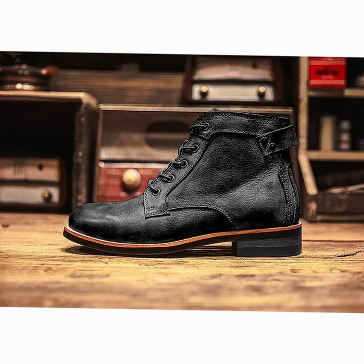 Herren Knöchelhohe Schnür-Stiefeletten mit Robuster Lederlook-Sohle
