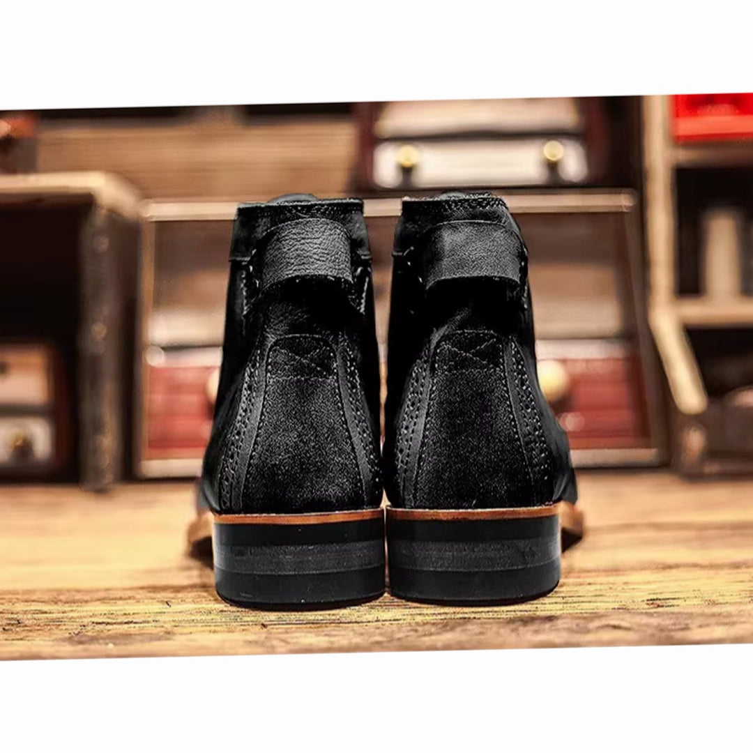 Herren Knöchelhohe Schnür-Stiefeletten mit Robuster Lederlook-Sohle