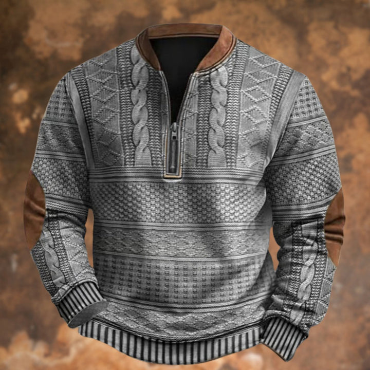 Herren Langarm-Sweatshirt Grafik-Print Quarter-Zip Pullover - Grau