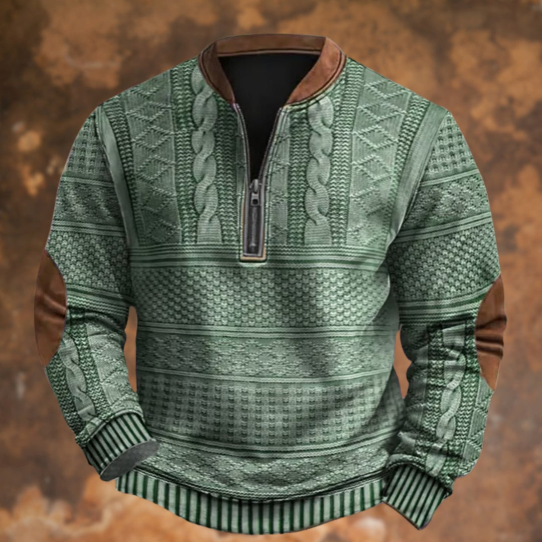 Herren Langarm-Sweatshirt Grafik-Print Quarter-Zip Pullover - Grün