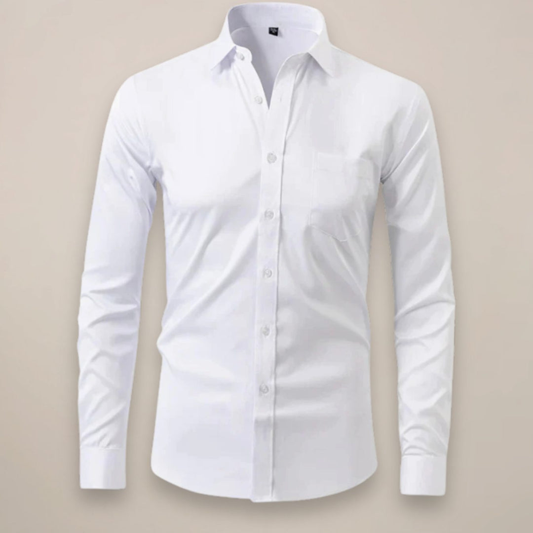Herren Langarmhemd Tailliertem Schnitt Klassischer Kragen Brusttasche