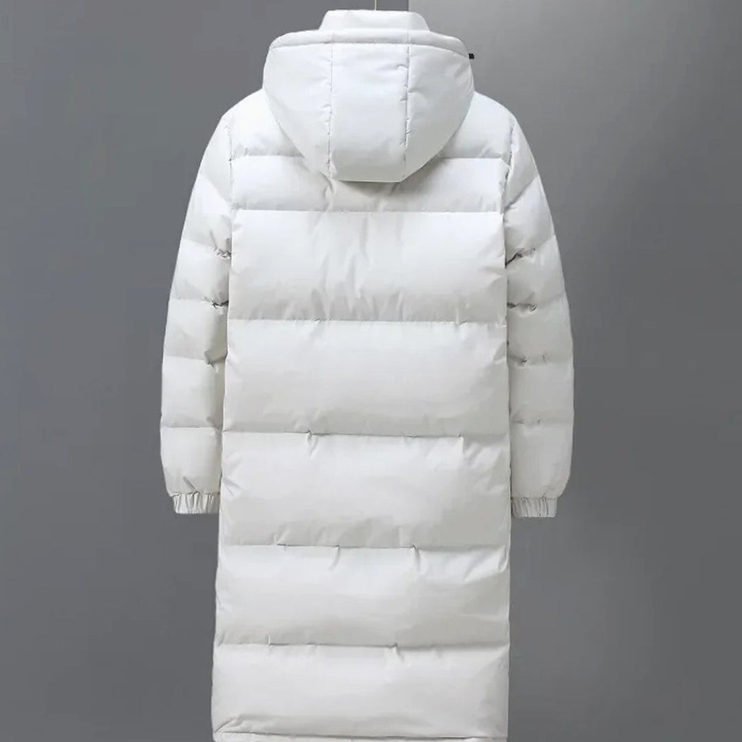 Herren Langer Steppmantel mit Kapuze für den Winter