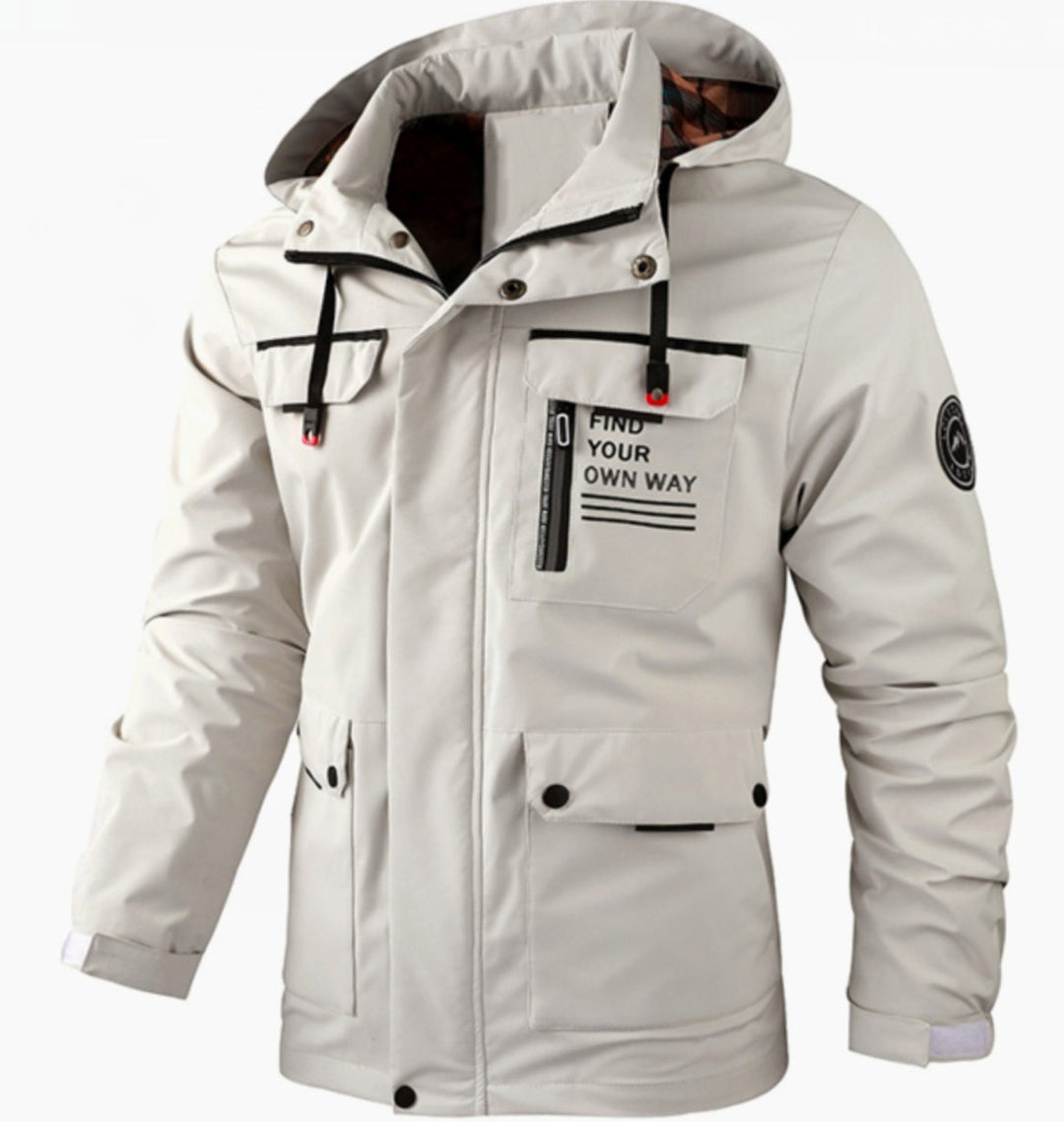 Herren Leichte Wasserdichte Kapuzenjacke für den Winter - Weiß