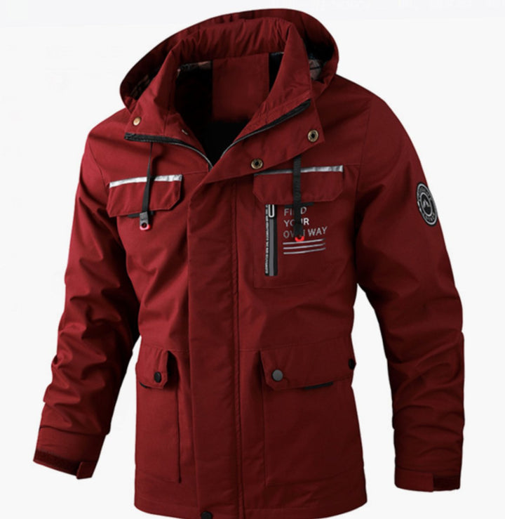 Herren Leichte Wasserdichte Kapuzenjacke für den Winter - Bordeaux