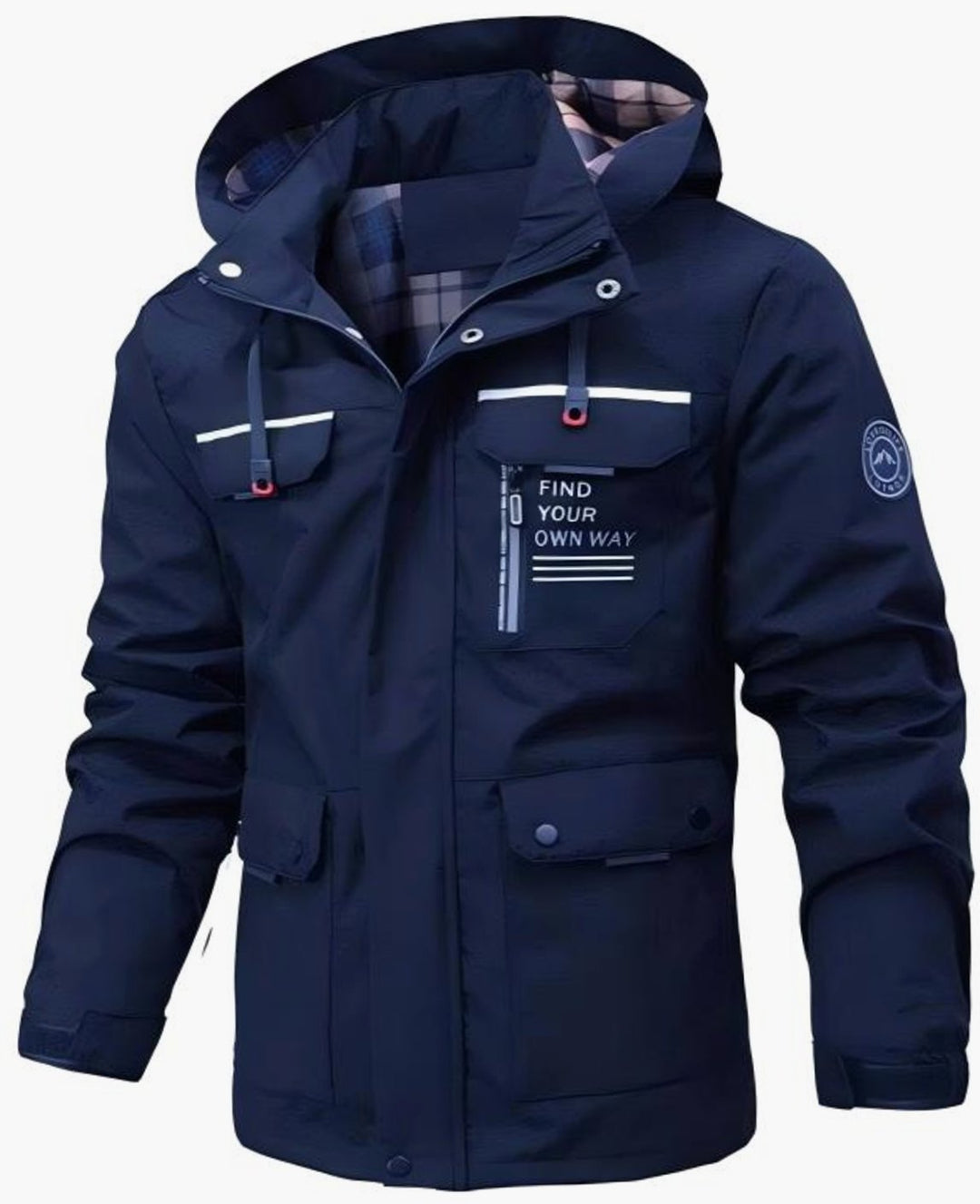 Herren Leichte Wasserdichte Kapuzenjacke für den Winter - Marineblau
