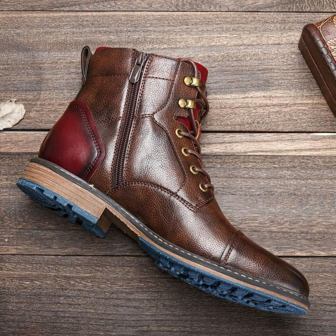 Herren Lässige Schnürstiefeletten mit Seitlichem Reißverschluss