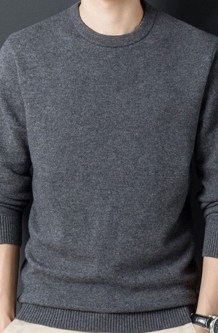 Herren Lässiger Langarm-Pullover Lockere Rundhals-Strickjacke - Grau