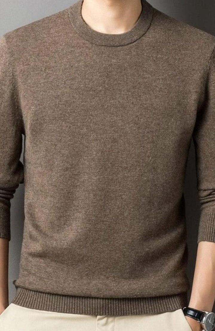 Herren Lässiger Langarm-Pullover Lockere Rundhals-Strickjacke - Braun