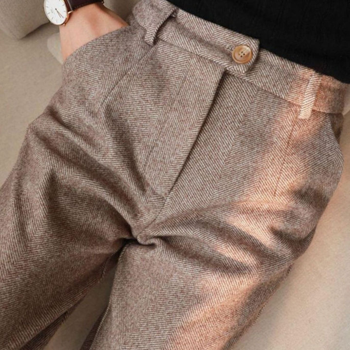 Herren Maßgeschneiderte Knöchellange Frühjahrs Bundfaltenhose - Braun