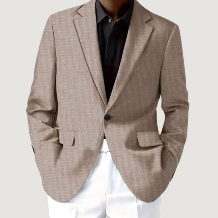 Herren Maßgeschneiderter Freizeitblazer Taillierter Einknopf-Sakko - Beige