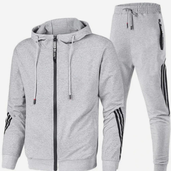 Herren Modernes Streetwear-Hoodie-Set Zweiteiliger Jogginganzug - Grau