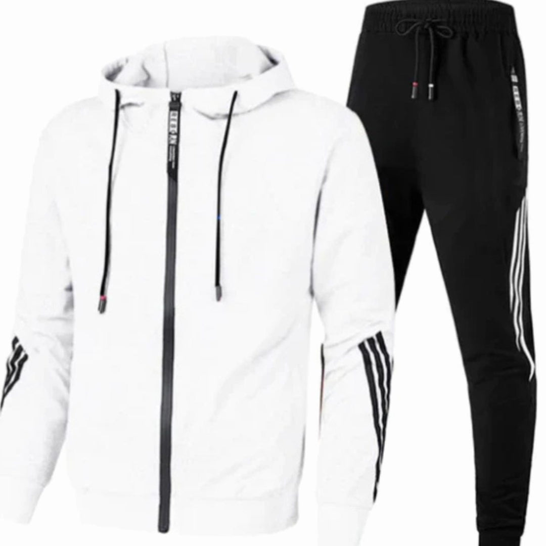 Herren Modernes Streetwear-Hoodie-Set Zweiteiliger Jogginganzug - Weiß