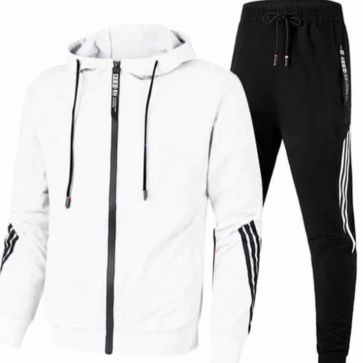 Herren Modernes Streetwear-Hoodie-Set Zweiteiliger Jogginganzug - Weiß