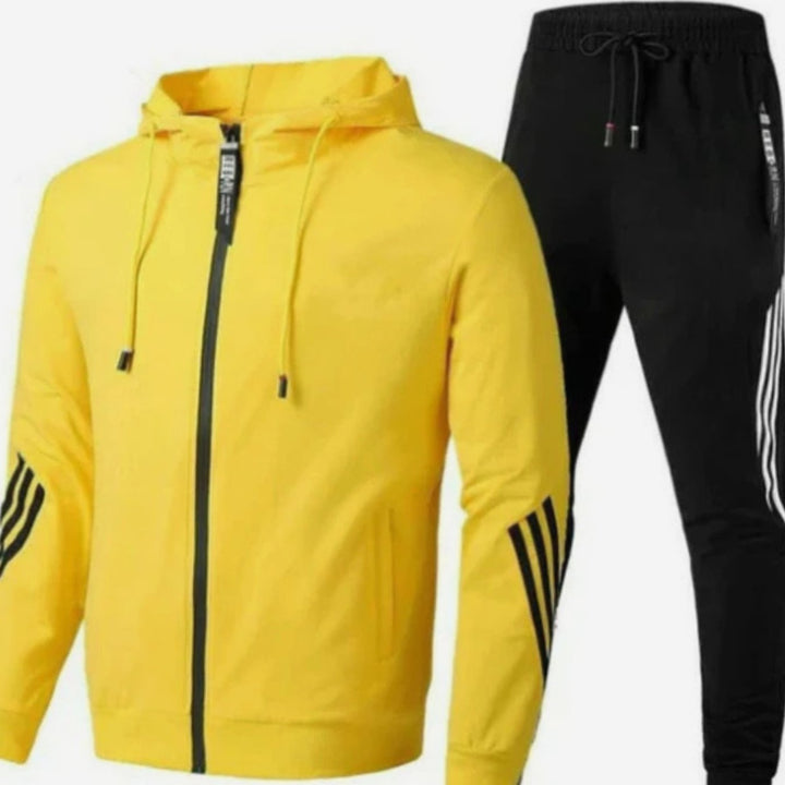 Herren Modernes Streetwear-Hoodie-Set Zweiteiliger Jogginganzug - Gelb