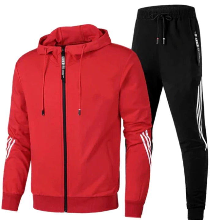 Herren Modernes Streetwear-Hoodie-Set Zweiteiliger Jogginganzug - Rot