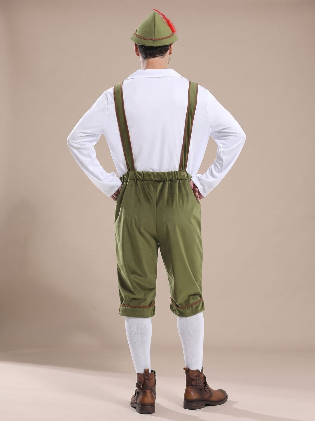 Herren Oktoberfest Kostüm Lederhose Träger Hemd Hut Set