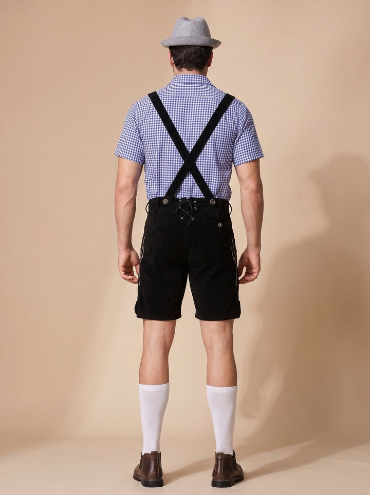 Herren Oktoberfest Trachten-Komplettset Lederhose Karohemd Hut