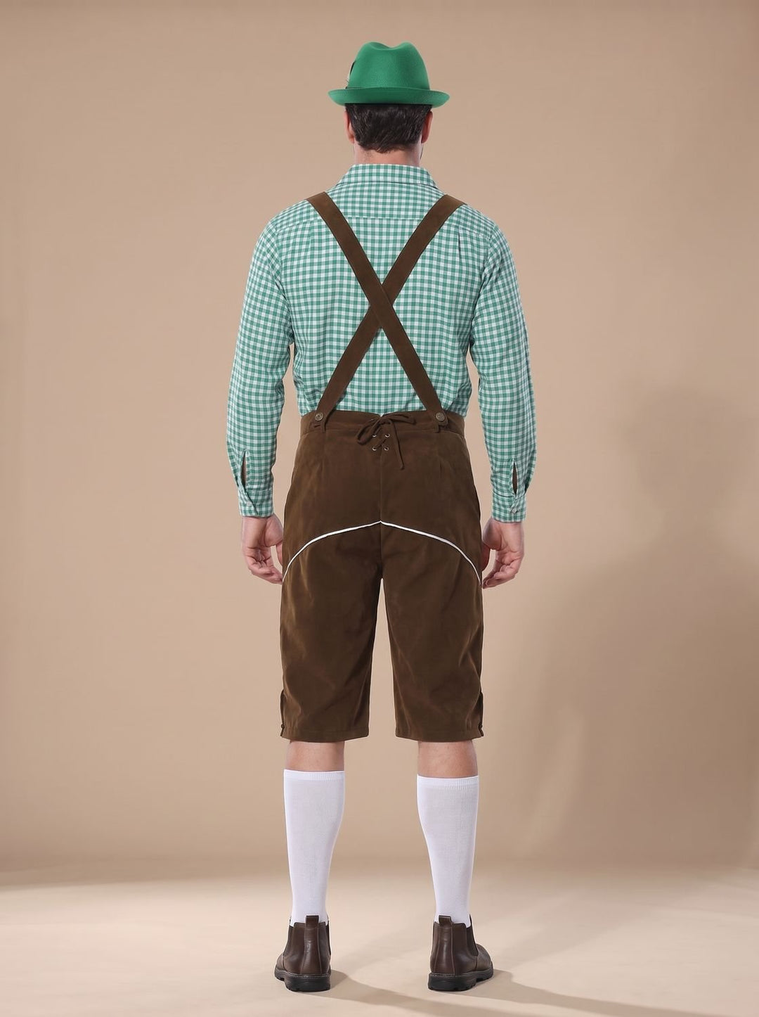 Herren Oktoberfest Trachten-Set Lederhose Karohemd Hosenträger