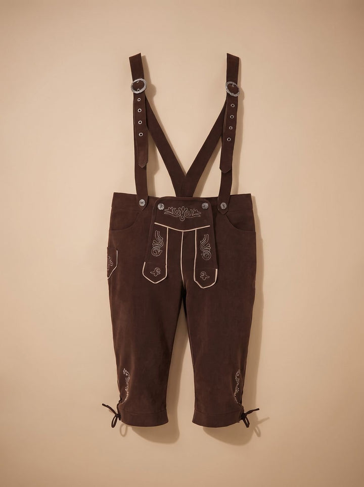 Herren Oktoberfest Trachten-Set Lederhosen mit Karohemd - Hose 01
