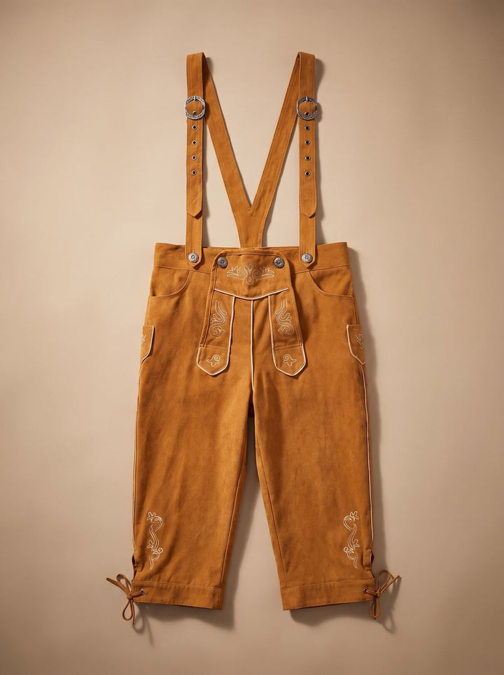 Herren Oktoberfest Trachten-Set Lederhosen mit Karohemd - Hose 02