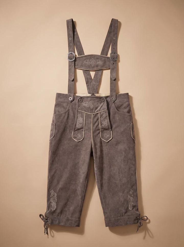 Herren Oktoberfest Trachten-Set Lederhosen mit Karohemd - Hose 03